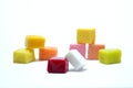 Colored chewing sweets on white background Royalty Free Stock Photo
