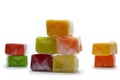 Colored chewing sweets on white background Royalty Free Stock Photo
