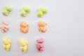 Colored chewing sweets on a white background. Copy of space. Place for text. Royalty Free Stock Photo