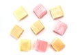 Colored chewing sweets on a white background. Royalty Free Stock Photo
