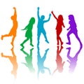 Colored children silhouettes playing Royalty Free Stock Photo