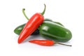 Colored chili pepper vegetables isolated Royalty Free Stock Photo