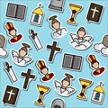 Colored Christianity icons pattern