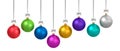 Isolated Hanging colored Christmas Balls Royalty Free Stock Photo