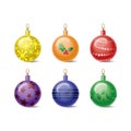 Colored Christmas balls set isolated on a white background. Vector illustration Royalty Free Stock Photo