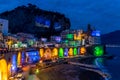 Colored Christmas lights in Atrani, Atrani is a small town on the Amalfi coast, Naples, Italy Royalty Free Stock Photo