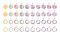 Colored circle graph collection. Multicolor segments pie diagram template. Circular structure chart