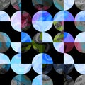 Colored circles on a black background Seamless geometric background Royalty Free Stock Photo