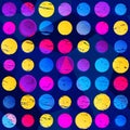 Colored circles seamless pattern with grunge effect