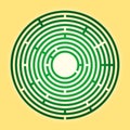 Colored circular maze, green radial labyrinth