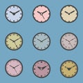 Colored Clock Icon Set - Vector Illustration Royalty Free Stock Photo