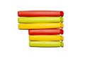 Plastic bag clips on a white background.Colored clothespins for open packages. Royalty Free Stock Photo