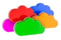 Colored clouds storage service, 3D rendering