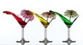 Colored cocktails splash Royalty Free Stock Photo