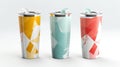 Colored coffee tumbler mockups, white background