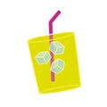 Colored cold summer beverage sticker icon Vector