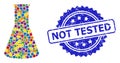 Rubber Not Tested Seal and Multicolored Mosaic Chemical Retort Royalty Free Stock Photo