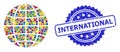 Rubber International Seal and Colored Mosaic Globe