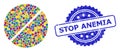 Distress Stop Anemia Stamp and Colorful Mosaic Medication Tablet