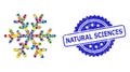 Grunge Natural Sciences Seal and Colored Mosaic Snowflake