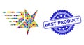 Rubber Best Product Stamp Seal and Colored Mosaic Star Royalty Free Stock Photo