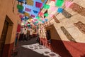 Colored colonial houses in old town of Guanajuato. Colorful alleys and narrow streets in Guanajuato city, Mexico. Spanish Colonial