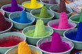 Colored colorful powder kumkum on Indian street market for sell for holi festival celebration in Pushkar, India Royalty Free Stock Photo