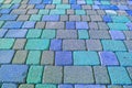 Colored concrete flooring block assembled on a substrate of sand - type of flooring permeable to rain water Royalty Free Stock Photo