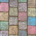 Colored concrete tiles on the pavement