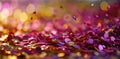 colored confetti sporadic confetti fall on table