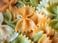 Cooked farfalle pasts closeup