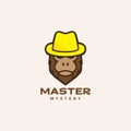 Colored cool cartoon head monkey with hat logo design vector graphic symbol icon illustration creative idea Royalty Free Stock Photo