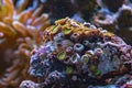 Colored corals in a marine aquarium. macro photography Royalty Free Stock Photo