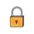 Colored crayon silhouette of padlock icon