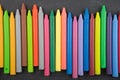 colored crayons on the blackboard