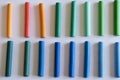 Colored crayons lying in a row.