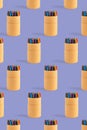 Colored crayons pattern composition pastel background. Waxy pencils eco box isometric. Back to school artistic education Royalty Free Stock Photo