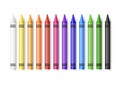 Colored crayons set isolated. Colorful wax pencils collection on white background Royalty Free Stock Photo