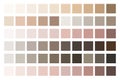 Colored cream background. Palette of skin samples. Light vector face care makeup texture. Cells with a tan tone