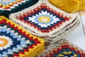 Colored crochet granny squares