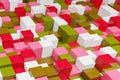 Colored cubes in a green red rose white color scheme Royalty Free Stock Photo