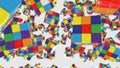 Colored cubes on white background. Brainstorm and iq concept. Rainbow colors. Isolated