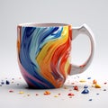 Colorful 3d Coffee Mug With Poured Paint Design