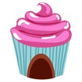 Colored cupcake house candy icon Vector