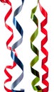 Colored curly ribbon in front of white Royalty Free Stock Photo