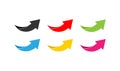 Colored curver up arrow icon set. Upward pointer symbol. Sign rise graph vector flat Royalty Free Stock Photo