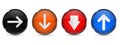 Colored 3d buttons with arrows. Round glass shiny icons Royalty Free Stock Photo