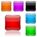 Colored 3d glass buttons. Square icons Royalty Free Stock Photo