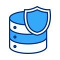 Database Shield Protection Icon in Flat Colored Style for Reliable and Safe Information Storage Royalty Free Stock Photo