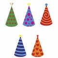 Colored an decorated birthday bonnets on a white background